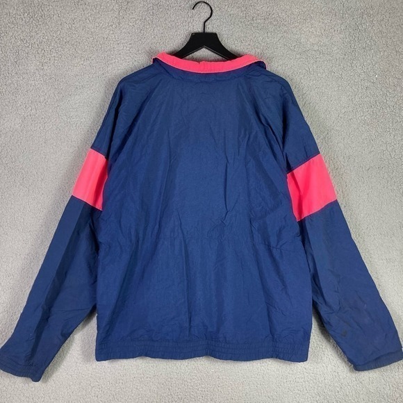 Vintage Fila Jacket Neon Pink Blue Made‎ in USA Large Full Zip Windbreaker 90s - Picture 6 of 15